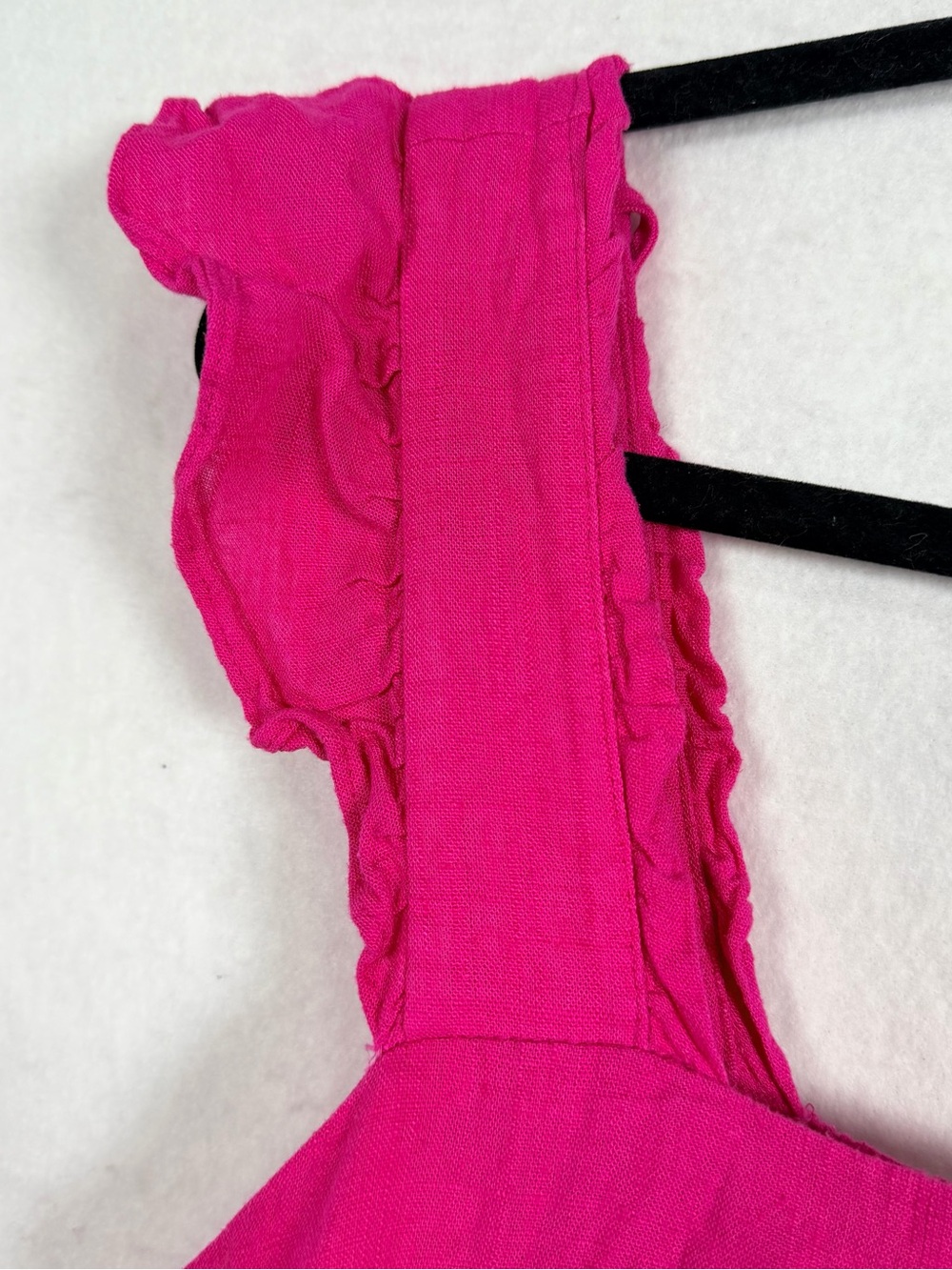 New In Hot Pink Linen Blend Ruffle Mini Dress Medium Cottagecore - Picture 5 of 11